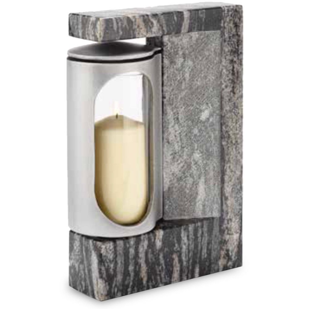 Grableuchte »Kreotea«, Paradiso Silver-Granit mit Alu-Leuchtkörper, 29 cm hoch Grableuchte »Kreotea«, Paradiso Silver-Granit mit Alu-Leuchtkörper, 29 cm hoch