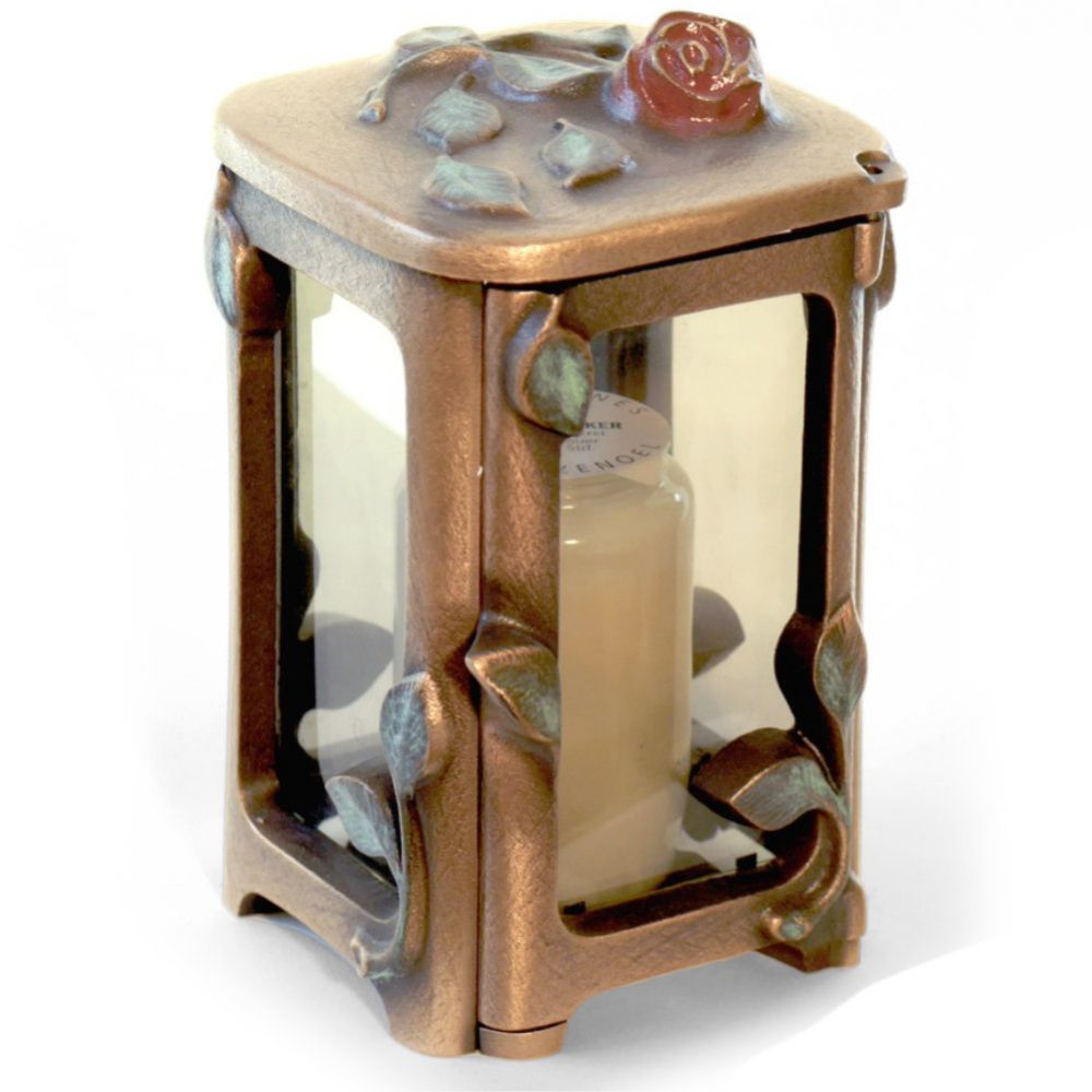 Grablaterne »Rose«, Bronze, 19 x 11 x 11 cm Grablaterne »Rose«, Bronze, 19 x 11 x 11 cm