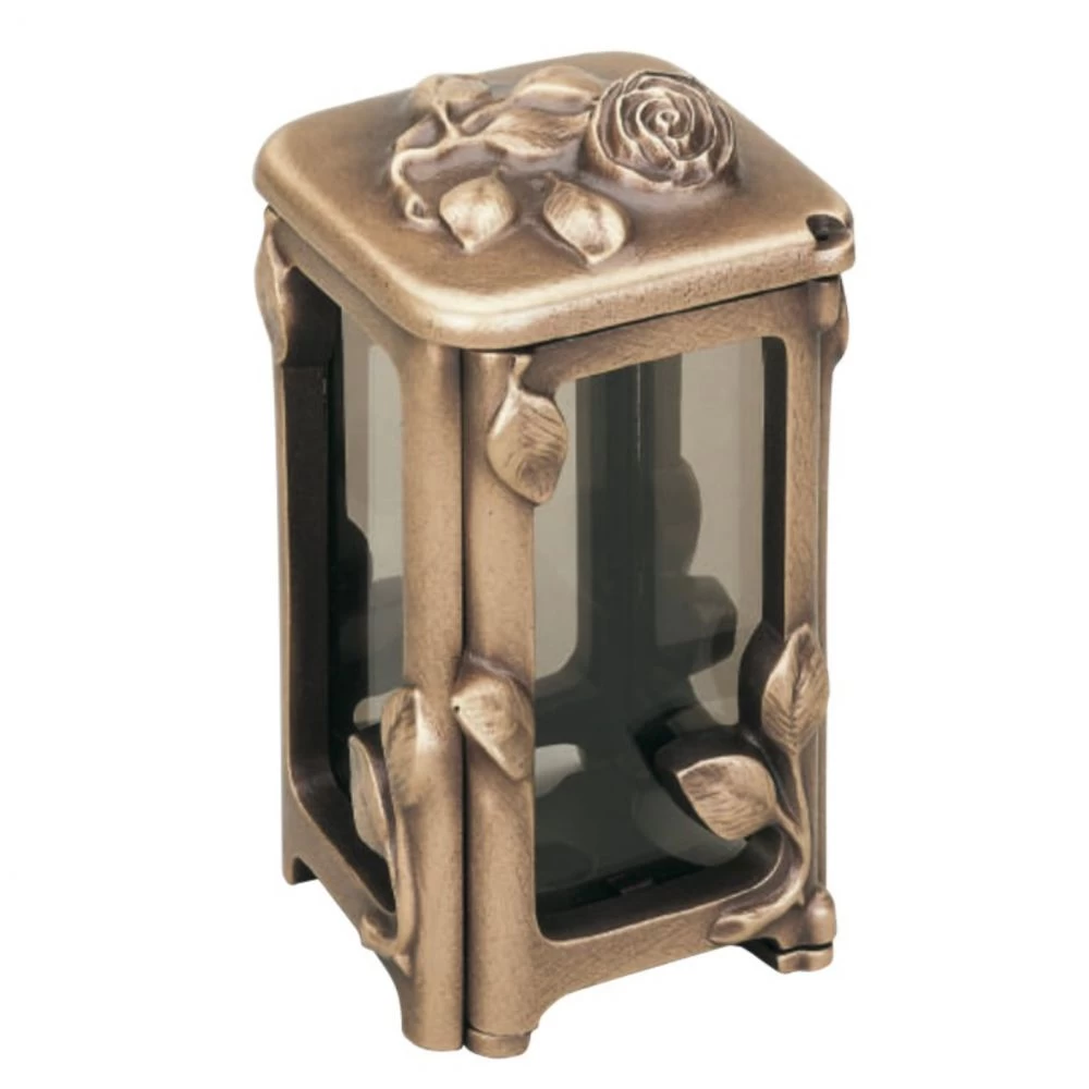 Grabeuchte mit Rose, Bronze, 24 cm hoch