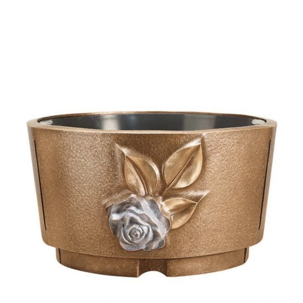 Grabschale »Blüte«, Bronze, Patina »Ornament«, 26 cm Durchmesser Grabschale »Blüte«, Bronze, Patina »Ornament«, 26 cm Durchmesser