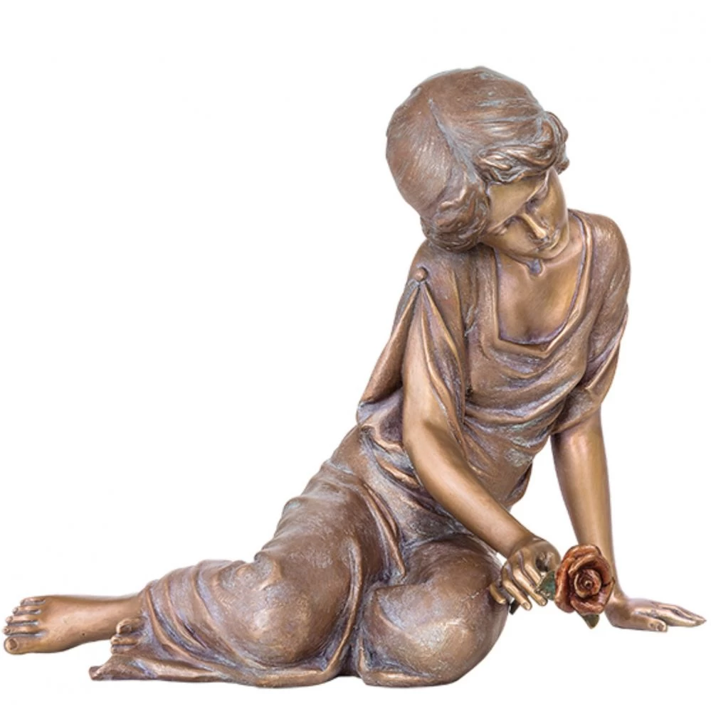 Grabskulptur »Trauernde mit Rose« von Pawel Andryszewski, Bronze, 37 cm hoch