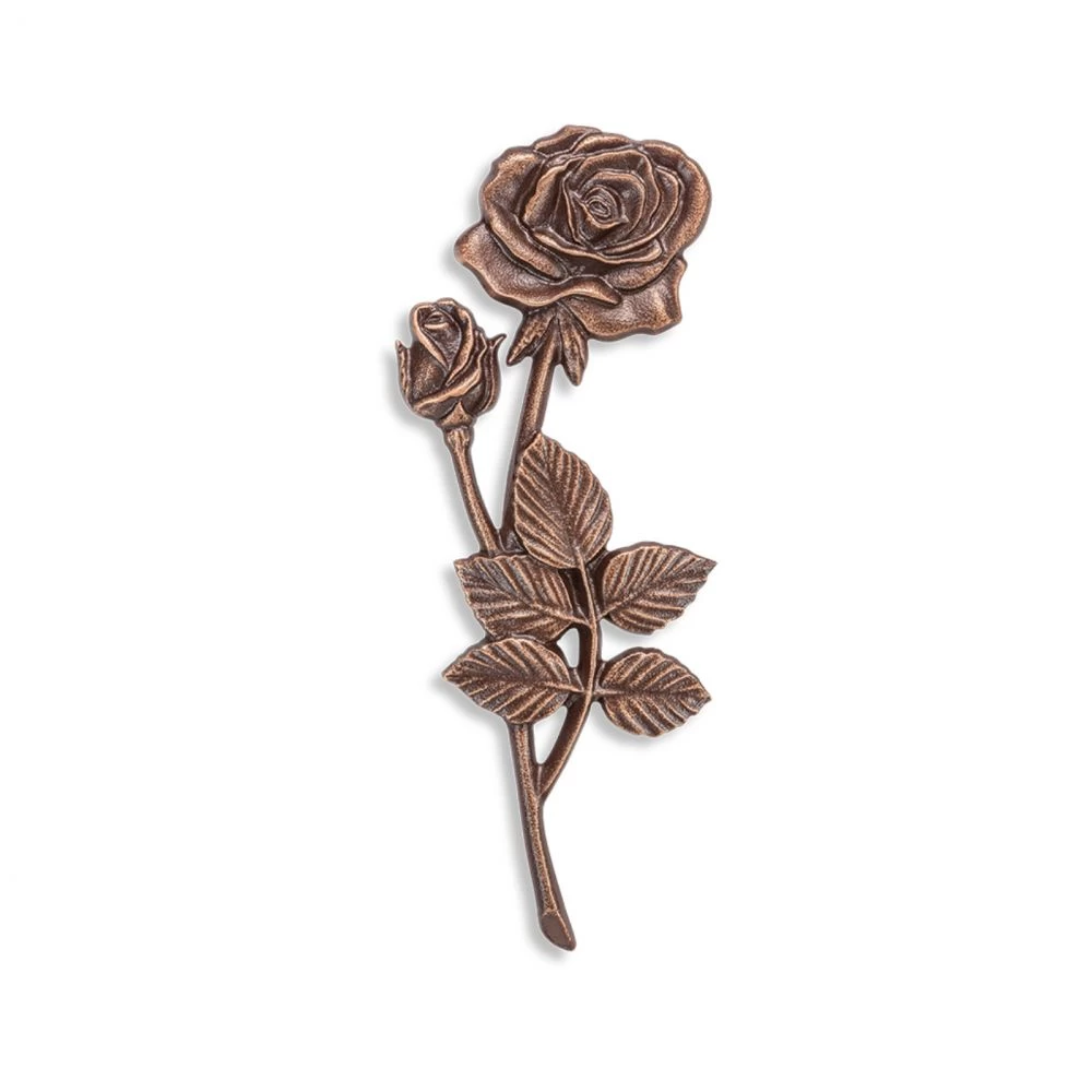 Grabsymbol »Kleine Rose« Bronze, Kunstgiesserei Strassacker, 18 x 7 x 0,8 cm