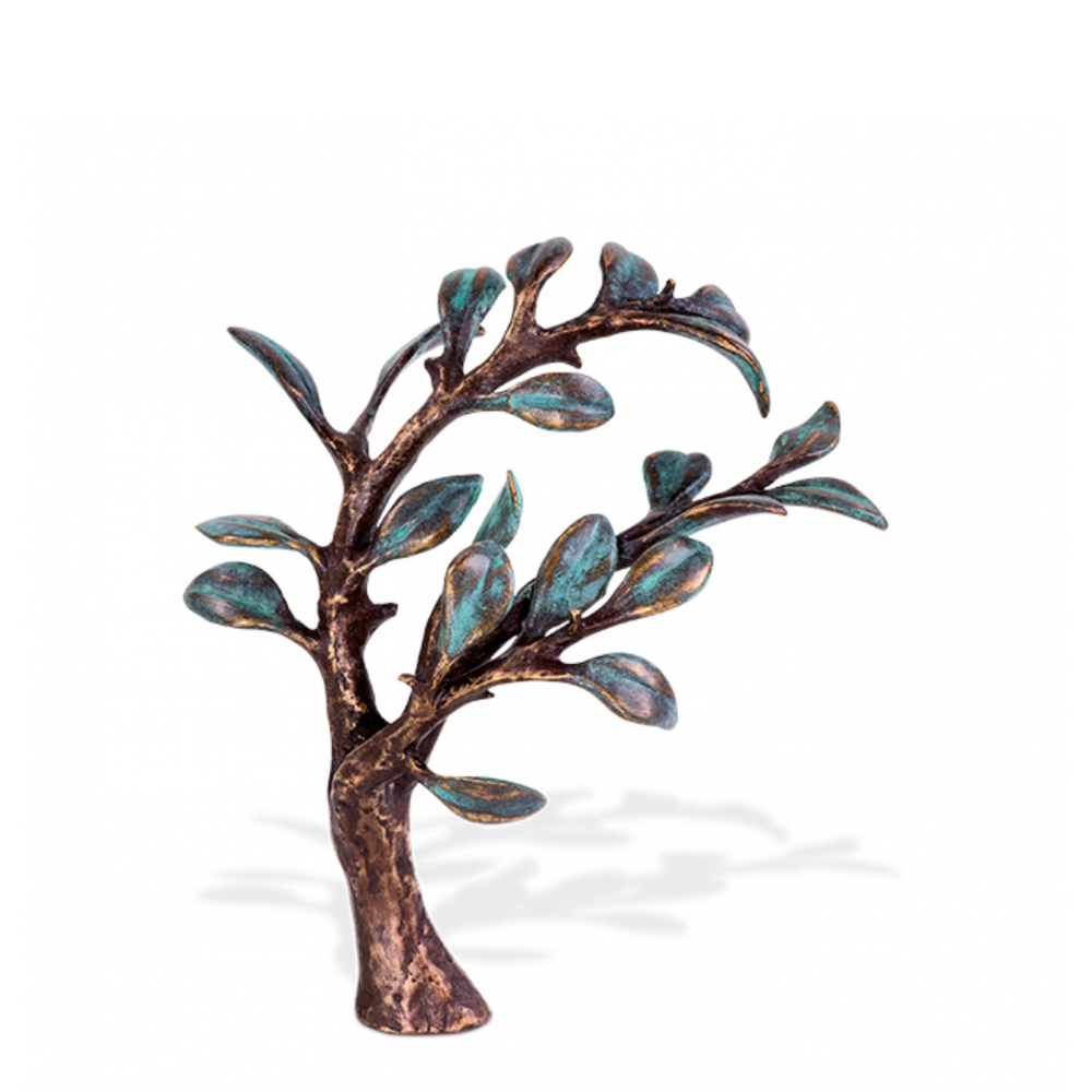 Skulptur »Baum mit separaten Blättern«, Bronze, 23 x 19 x 11 cm
