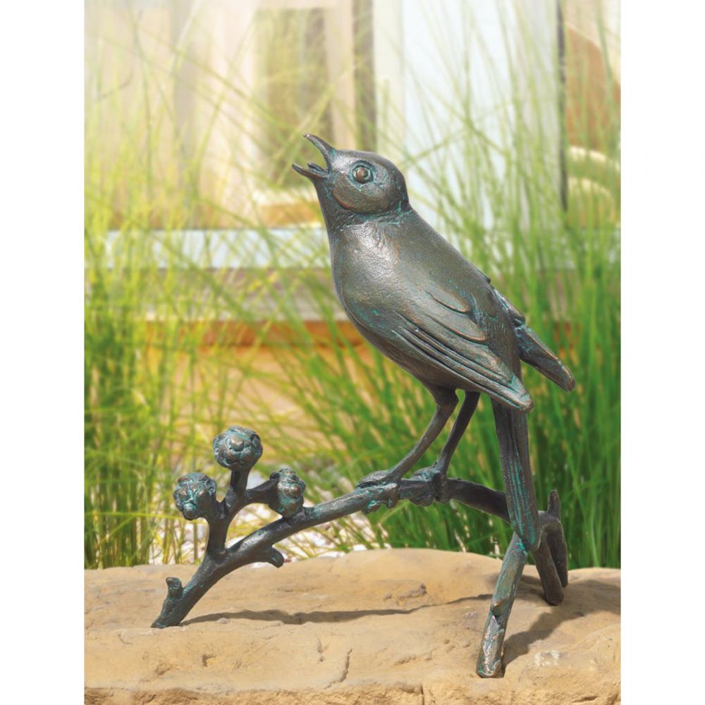 Kleine Skulptur »Nachtigall auf Ast«, Bronze, 18 cm hoch Kleine Skulptur »Nachtigall auf Ast«, Bronze, 18 cm hoch