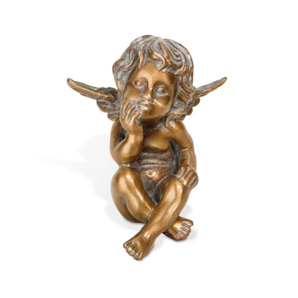 Grabfigur »Kleiner Engel, nachdenklich«, Bronze, 8 x 7 x 7 cm