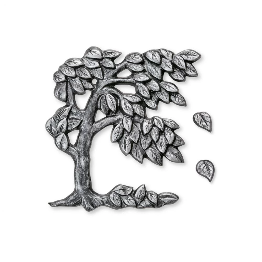 Relief »Baum mit separaten Blättern«, Aluminium, Kunstgiesserei Strassacker, 17 x 6 x 0,5 cm Relief »Baum mit separaten Blättern«, Aluminium, Kunstgiesserei Strassacker, 17 x 6 x 0,5 cm