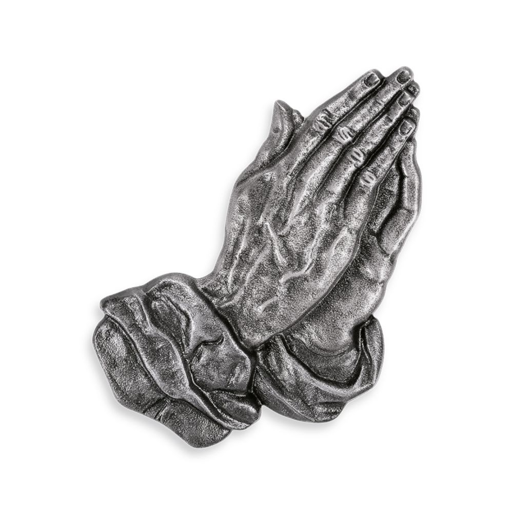 Bronzesymbol »Betende Hände, nach rechts«, Bronze, Bronzesymbol »Betende Hände, nach rechts«, Bronze,