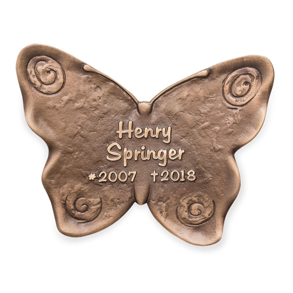 Schrifttafel mit individueller Beschriftung »Schmetterling«, Bronze, 15 x 20 cm Schrifttafel mit individueller Beschriftung »Schmetterling«, Bronze, 15 x 20 cm