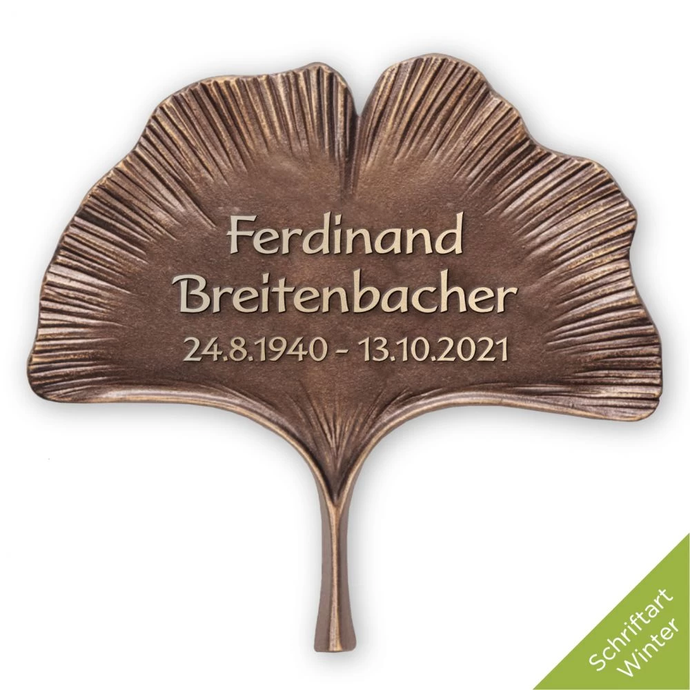 Schriftträger »Ginkgoblatt« Bronze Schriftträger »Ginkgoblatt« Bronze