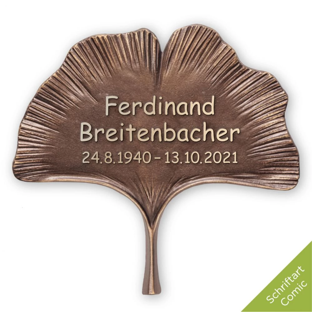 Schriftträger »Ginkgoblatt« Bronze Schriftträger »Ginkgoblatt« Bronze