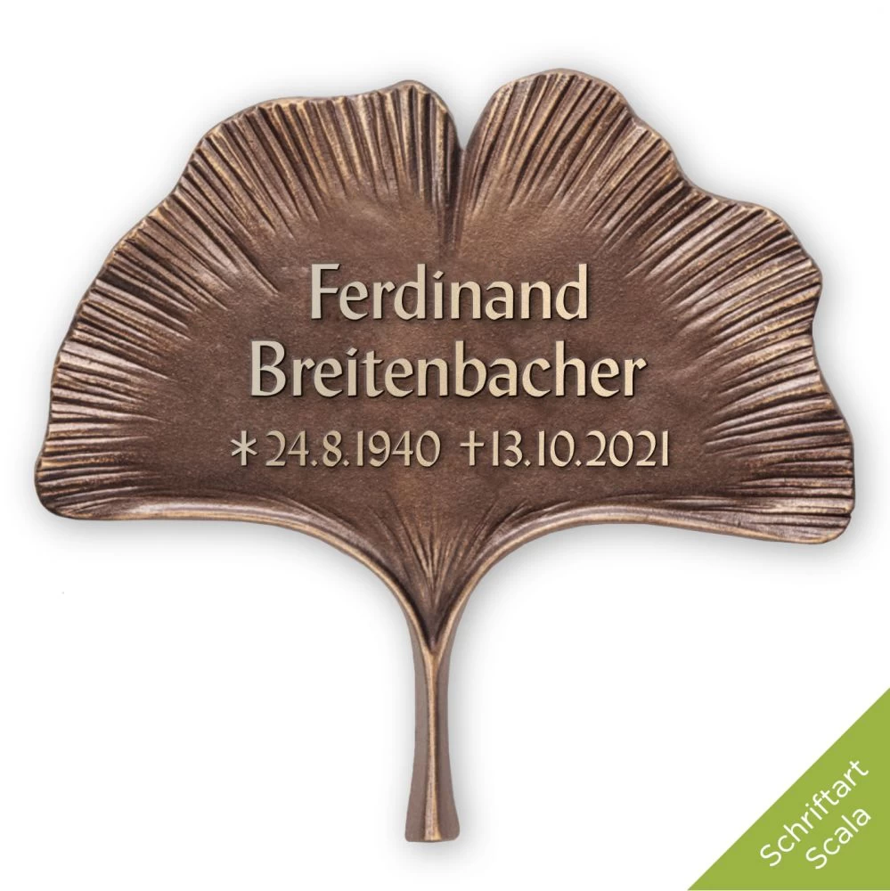 Schriftträger »Ginkgoblatt« Bronze Schriftträger »Ginkgoblatt« Bronze