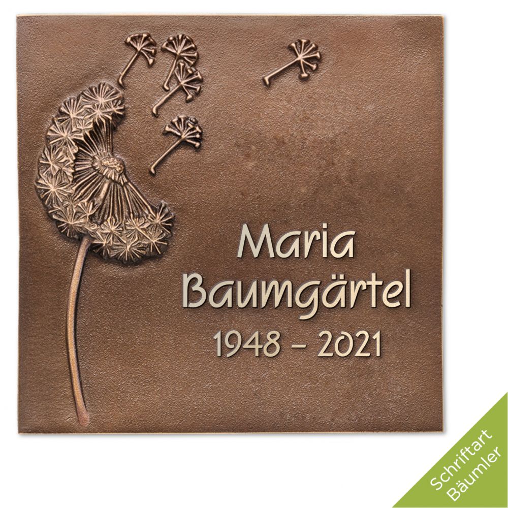 Schrifttafel »Pusteblume« Bronze Schrifttafel »Pusteblume« Bronze