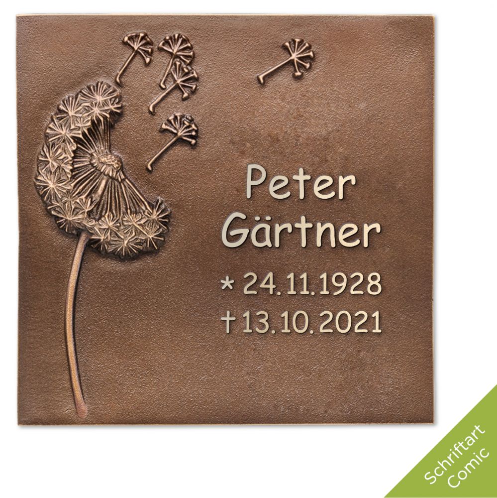 Schrifttafel »Pusteblume« Bronze Schrifttafel »Pusteblume« Bronze