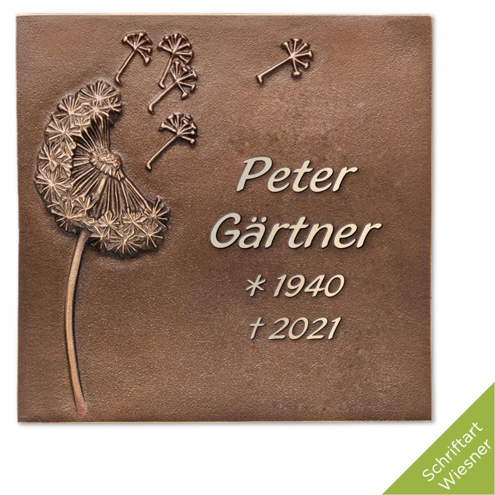 Schrifttafel »Pusteblume« Bronze Schrifttafel »Pusteblume« Bronze