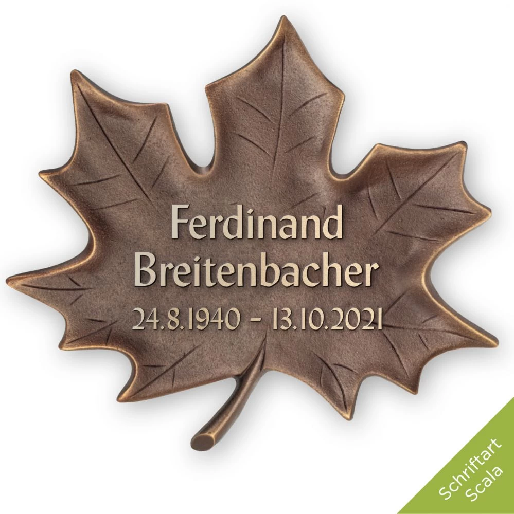 Schriftträger »Ahornblatt« Bronze Schriftträger »Ahornblatt« Bronze