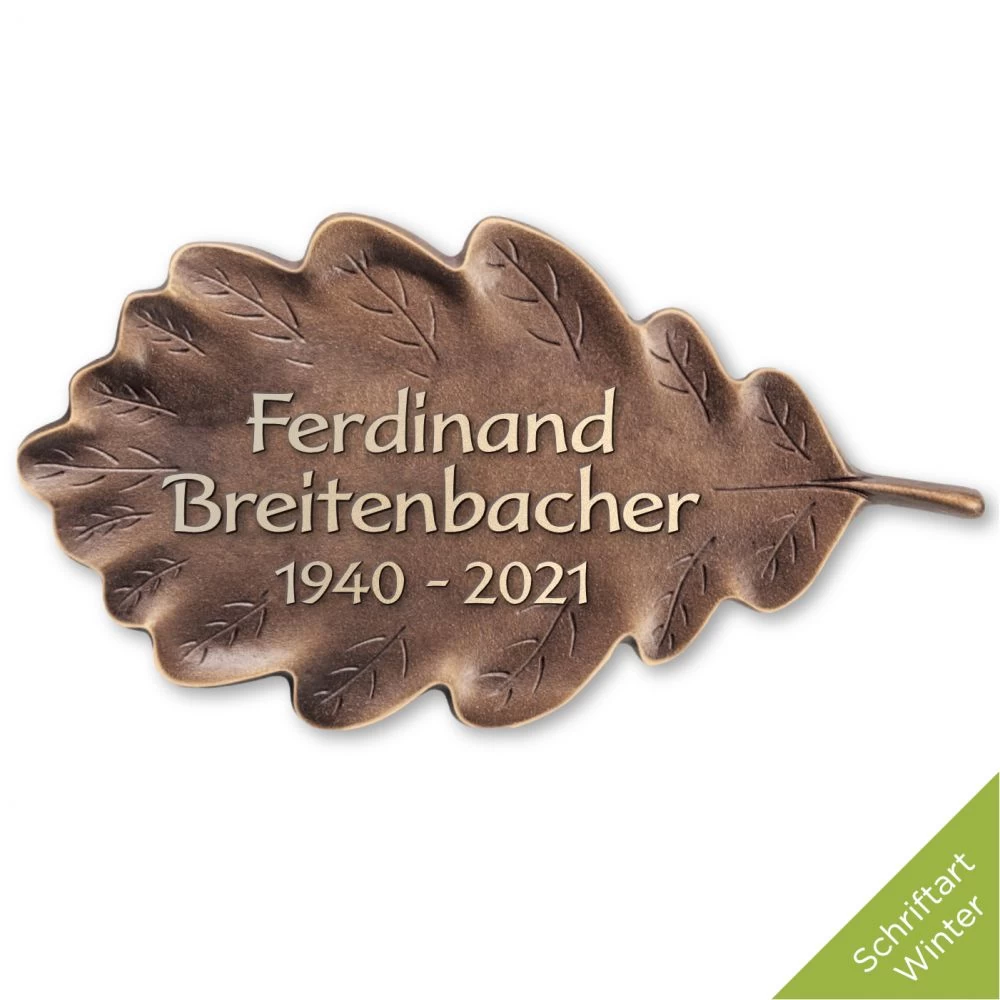 Schriftträger »Eichenblatt« Bronze
