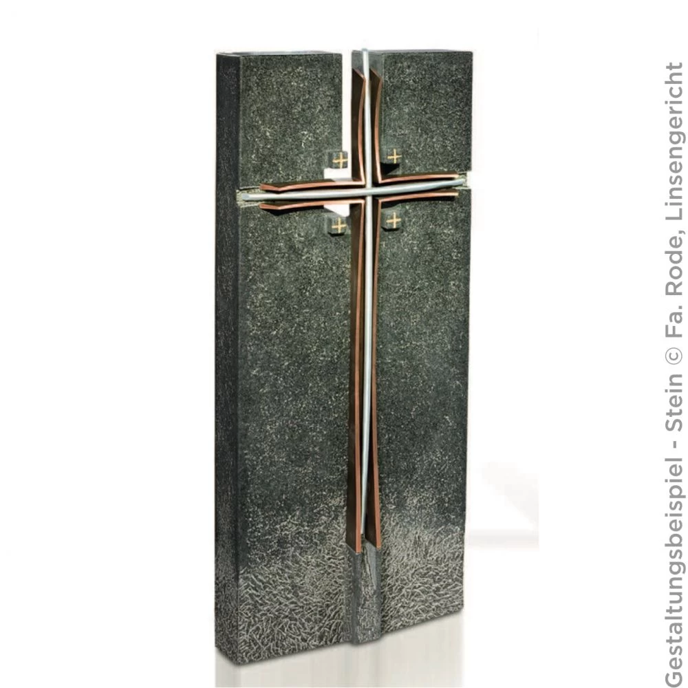 Skulptur »Freistehendes Kreuz aus Bronze und Aluminium«