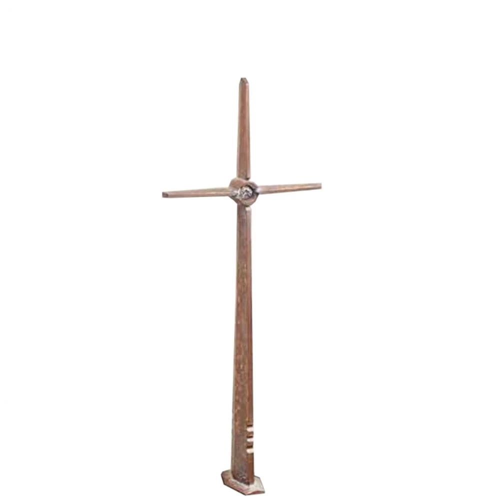 Skulptur »Freistehendes Kreuz mit Messingkugel«