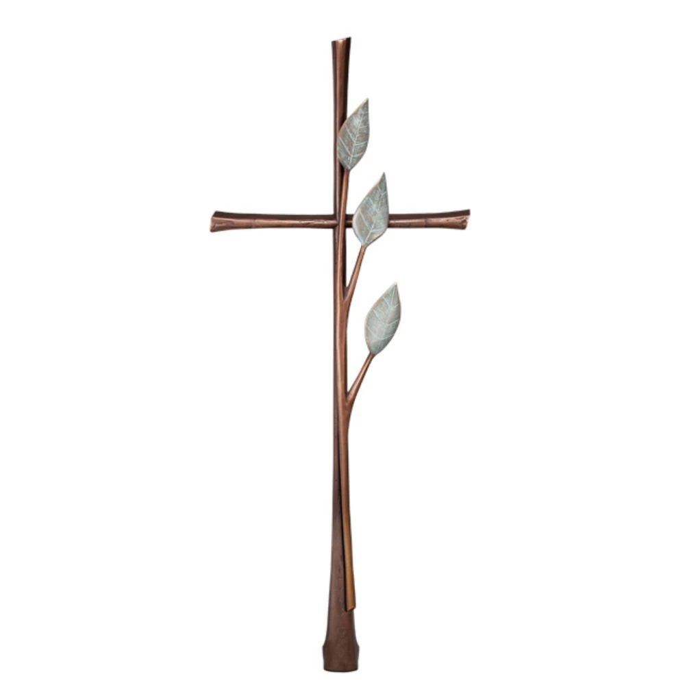 Grabkreuz »Freistehendes Kreuz mit Zweig« Bronze, Kunstgiesserei Strassacker, 94 x 34 x 7 cm Grabkreuz »Freistehendes Kreuz mit Zweig« Bronze, Kunstgiesserei Strassacker, 94 x 34 x 7 cm