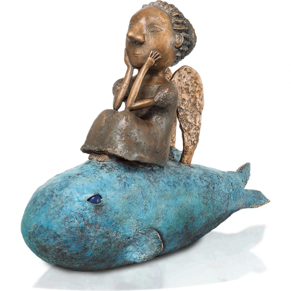 Skulptur »Girl on a Fish« Natalia Obada, Bronze, limitiert, 41 x 18 x 55 cm