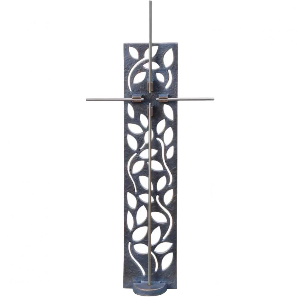 Grabkreuz »Blattornament« Bronze und Edelstahl