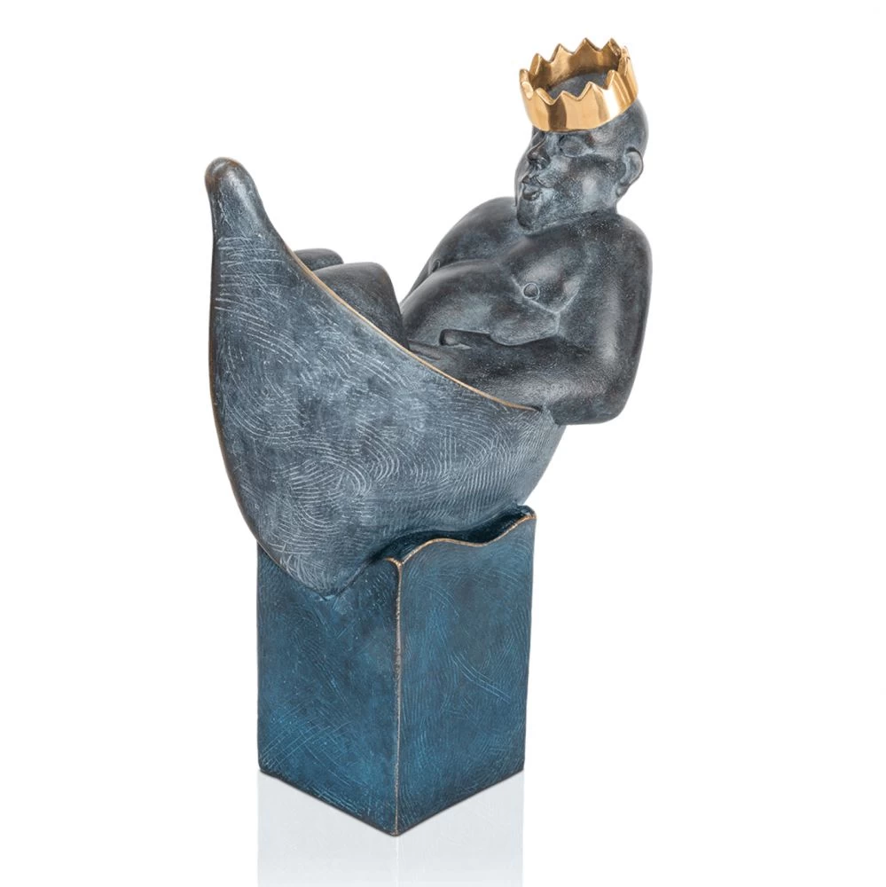 Skulptur »Mann im Boot« Stefan Donhauser, Edition Strassacker, 27 x 11 x 21 cm