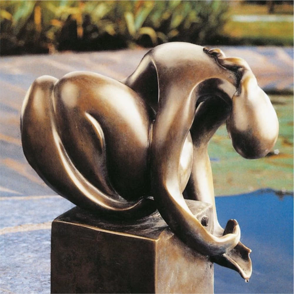 Brunnenfigur »Wasserschöpfer« von Theó Stuttgé, Bronze, Edition Strassacker, 41 cm hoch