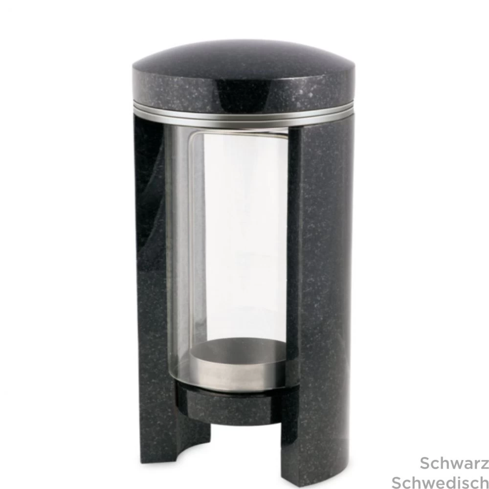 Grablaterne »Lineo« aus schwarzem Granit, poliert, 27 cm hoch Grablaterne »Lineo« aus schwarzem Granit, poliert, 27 cm hoch