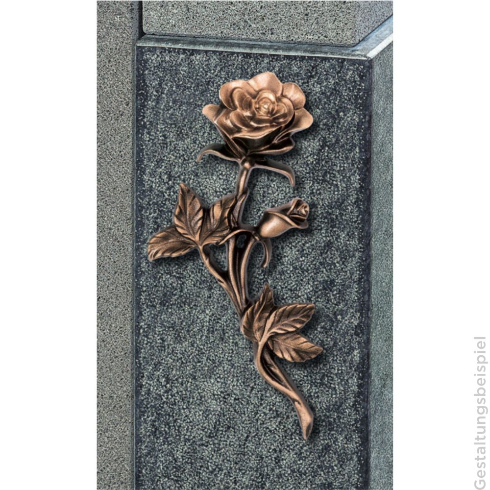 Symbol »Kleine Rose« Bronze, Patina »braun«, 21 x 10 x 4 cm