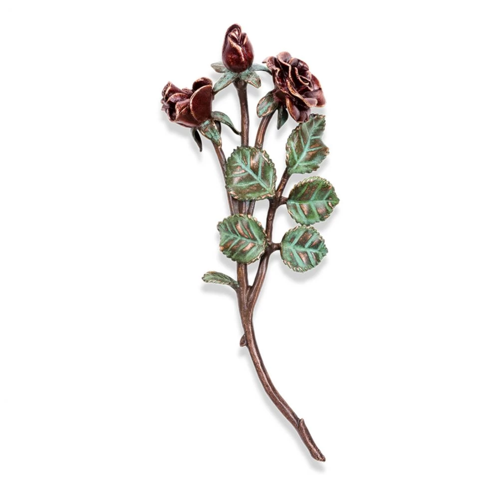 Symbol »Rose mit Blüten und Knospe« Bronze, Kunstgiesserei Strassacker, 32 x 13 x 5 cm Symbol »Rose mit Blüten und Knospe« Bronze, Kunstgiesserei Strassacker, 32 x 13 x 5 cm