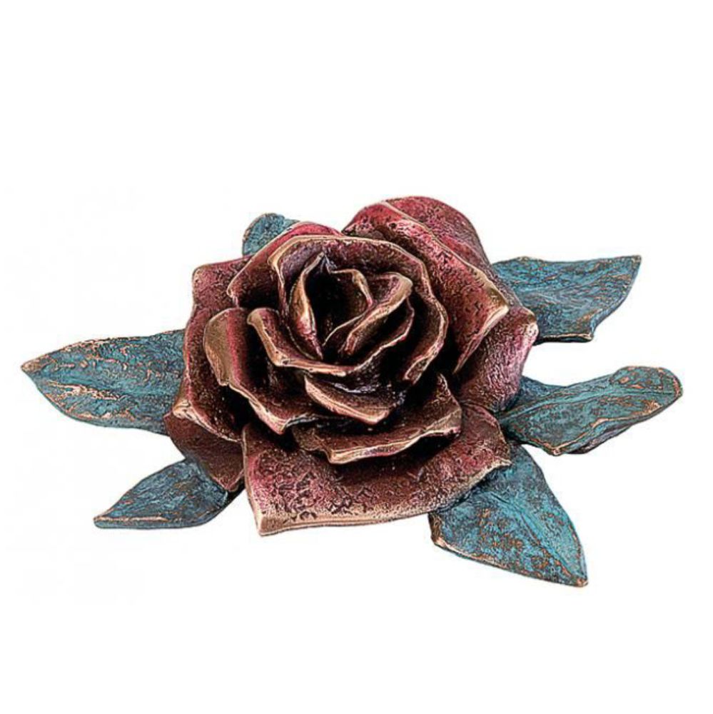 Skulptur »Rosenblüte«, Bronze, farbig patiniert, als Verzierung für Grabmale, 14 x 19 x 6 cm Skulptur »Rosenblüte«, Bronze, farbig patiniert, als Verzierung für Grabmale, 14 x 19 x 6 cm
