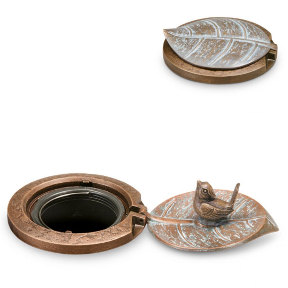 Vasenring »Toflor« mit Vogel im Deckel, Bronze Vasenring »Toflor« mit Vogel im Deckel, Bronze