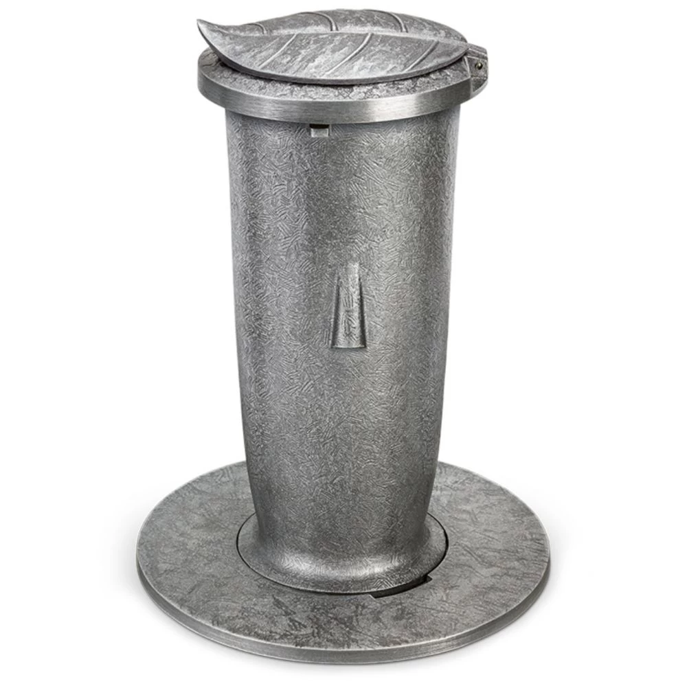 Versenkvase mit Deckel »Toflor«, Aluguß, grau getönt, 27 cm hoch Versenkvase mit Deckel »Toflor«, Aluguß, grau getönt, 27 cm hoch