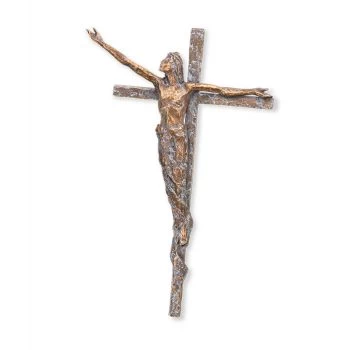 Aufliegendes Kreuz »Christus am Kreuz« Bronze