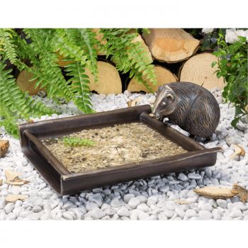 Bronze »Vogeltränke mit Igel« Atelier Strassacker