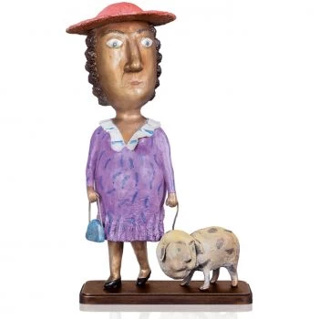 Bronzefigur »Lady with a dog« Natalia Obada