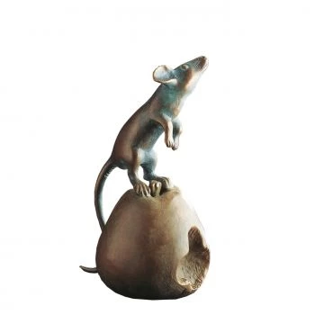 Dekofigur »Maus auf Apfel« Bronze