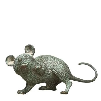 Bronzefigur »Maus mit erhobener Pfote«