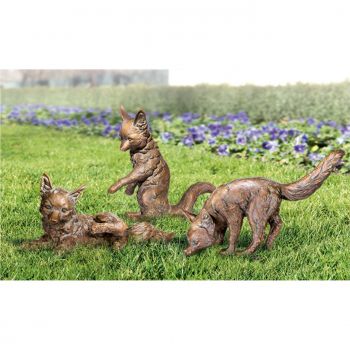 Bronzefiguren »3 Jungfüchse als Set« Atelier Strassacker