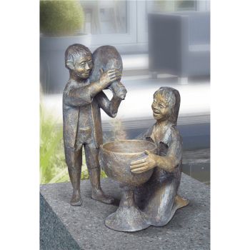 Bronzefiguren »Mädchen und Junge« Theophil Steinbrenner