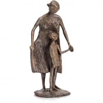 Bronzeplastik »Kind führende Frau« Manfred Welzel