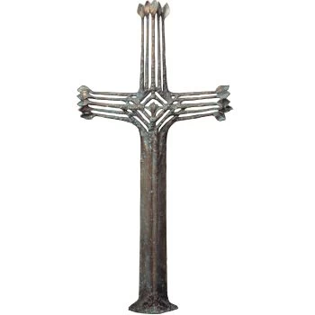 Bronzeskulptur »Großes Kreuz mit Blätter«