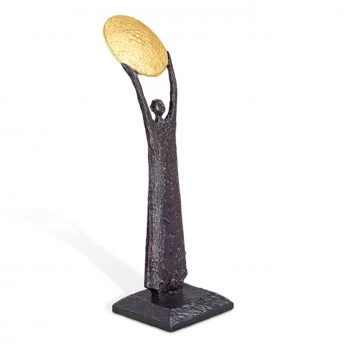 Bronzeskulptur »Licht, mit vergoldeter Scheibe«