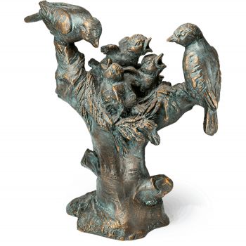 Bronzeskulptur »Vogelnest auf Baumstumpf« Atelier Strassacker