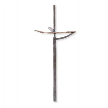Bronzesymbol »Kreuz mit Blatt« Atelier Binder