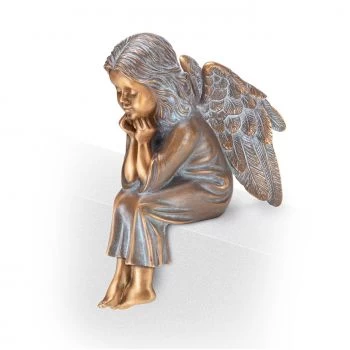Grabfigur »Sitzender Engel« Bronze