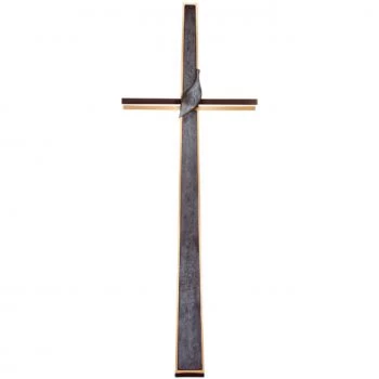 Grabkreuz »Freistehendes Kreuz mit Blattsymbol« Bronze