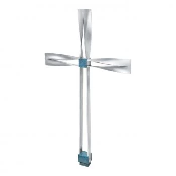 Grabkreuz »Kreuz aus Edelstahl mit blau patinierter Bronze«