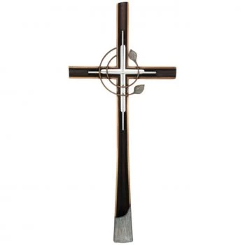Grabkreuz »Kreuz mit Edelstahl und Blattverzierung«