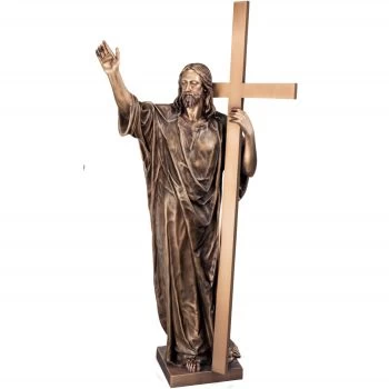 Grabskulptur »Christus mit Kreuz« Bronze